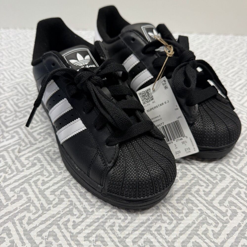 adidas Superstar II J Core Black Cloud White Kids Shoes Size 3.5Y JH9977 NIB - Picture 3 of 12